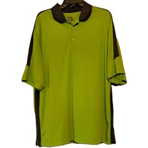 Walter Hagen Mens XL Hydro Dri Golf Polo Shirt Green Black Polyester Performance